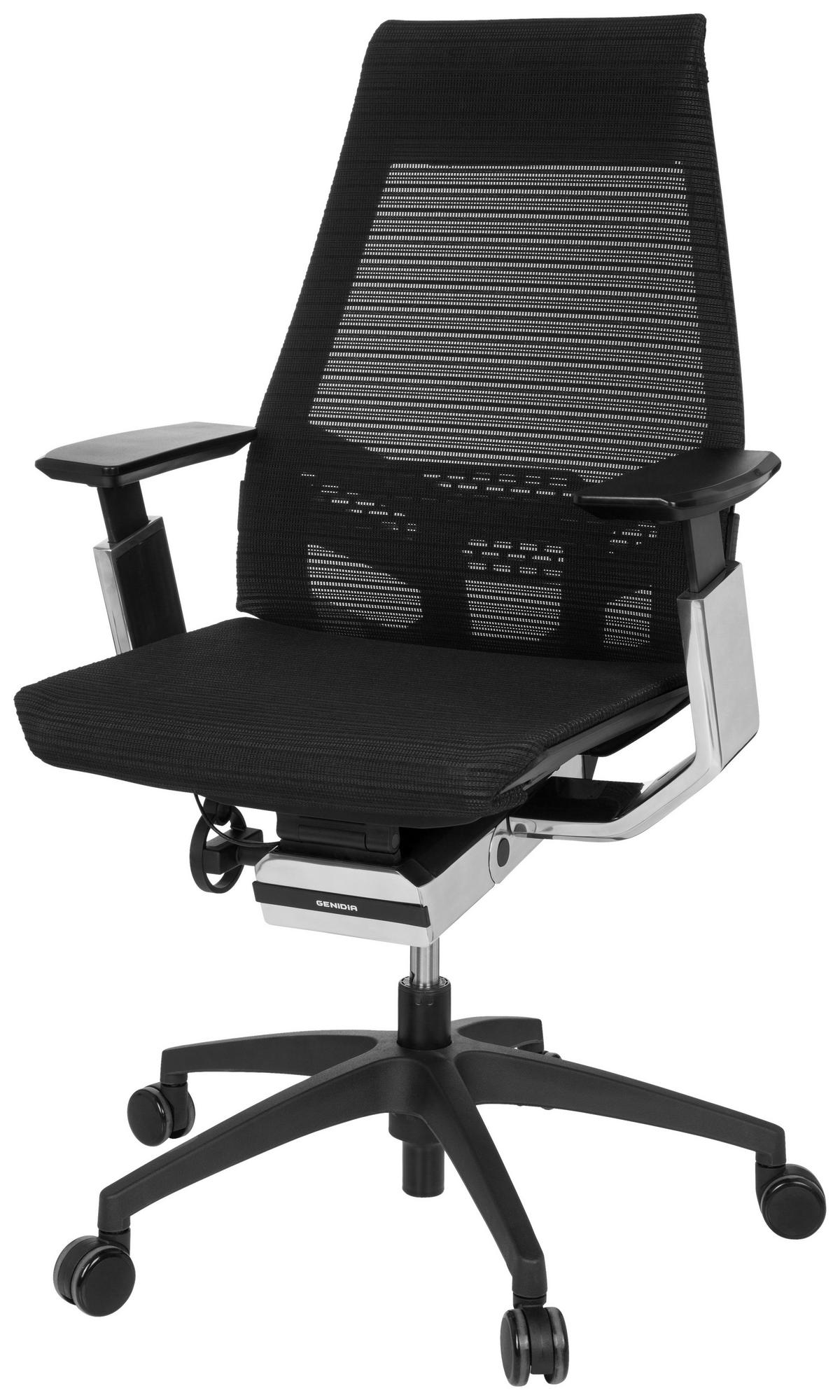 Drehstuhl Genidia Smart Black cm höhenverstellbar Schwarz - Chromfarben/Schwarz, MODERN, Kunststoff/Textil (70/112/55cm) - MID.YOU