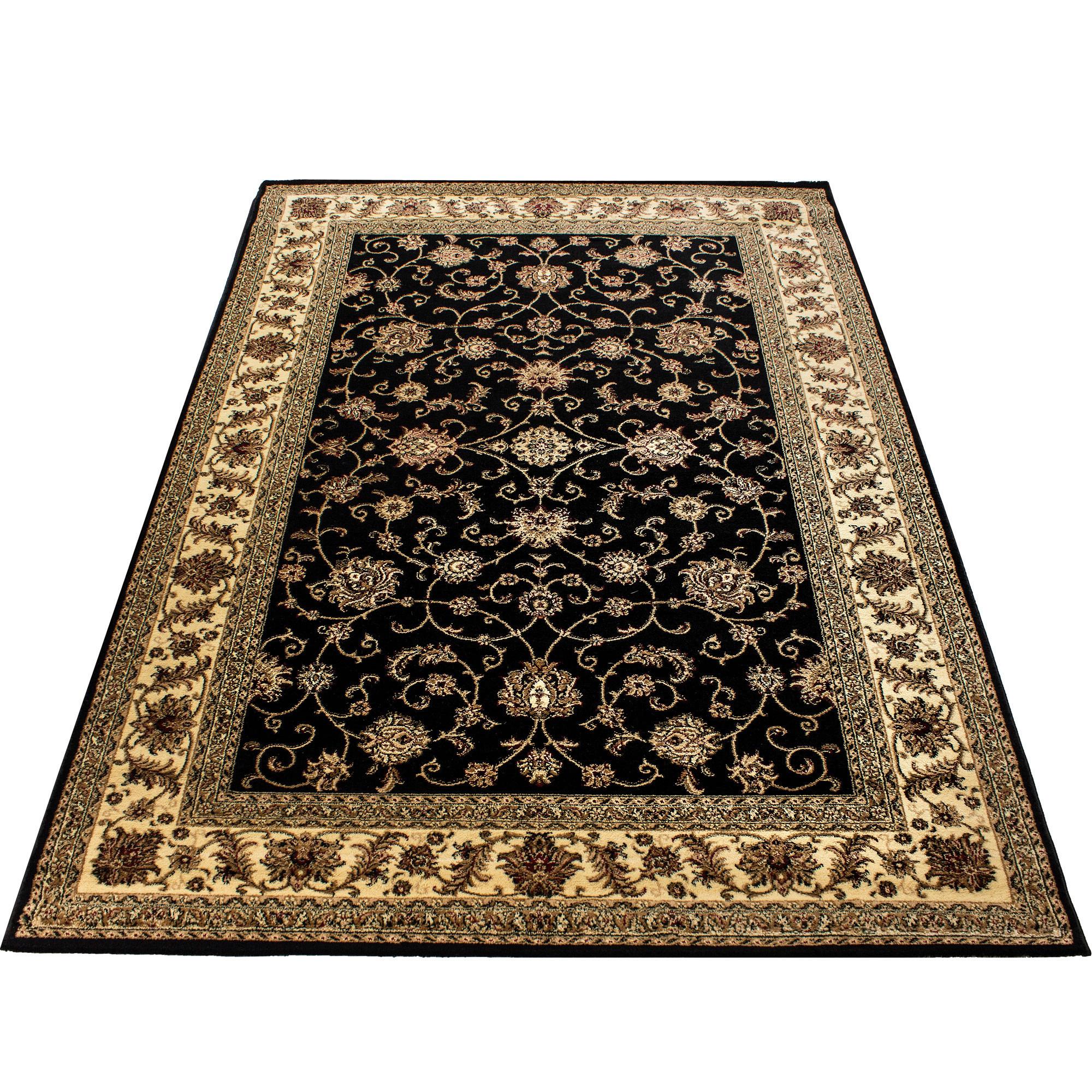 Orientalischer Webteppich Schwarz Marrakesh 120x170 cm - Schwarz, KONVENTIONELL, Textil (120/170cm)