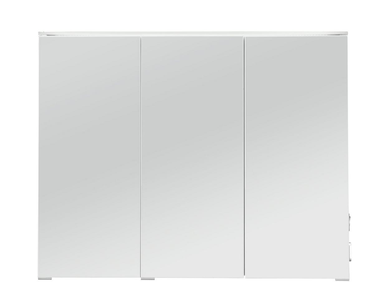 Spiegelschrank mit Led + Türendämpfer B: 90cm Weiß - Weiß, MODERN, Glas/Holzwerkstoff (90/72/18cm)