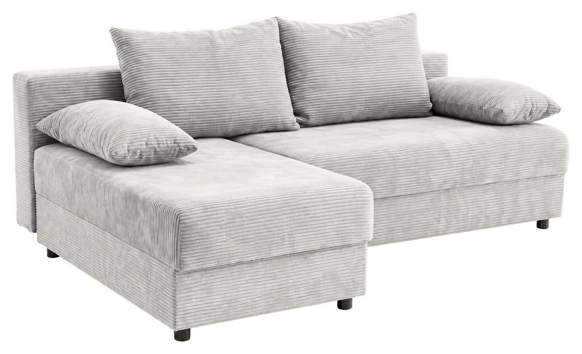 Ecksofa mit Bettfunktion Lima, Beige, 195x140cm - Beige/Schwarz, Trend, Holz/Kunststoff (195/140cm)