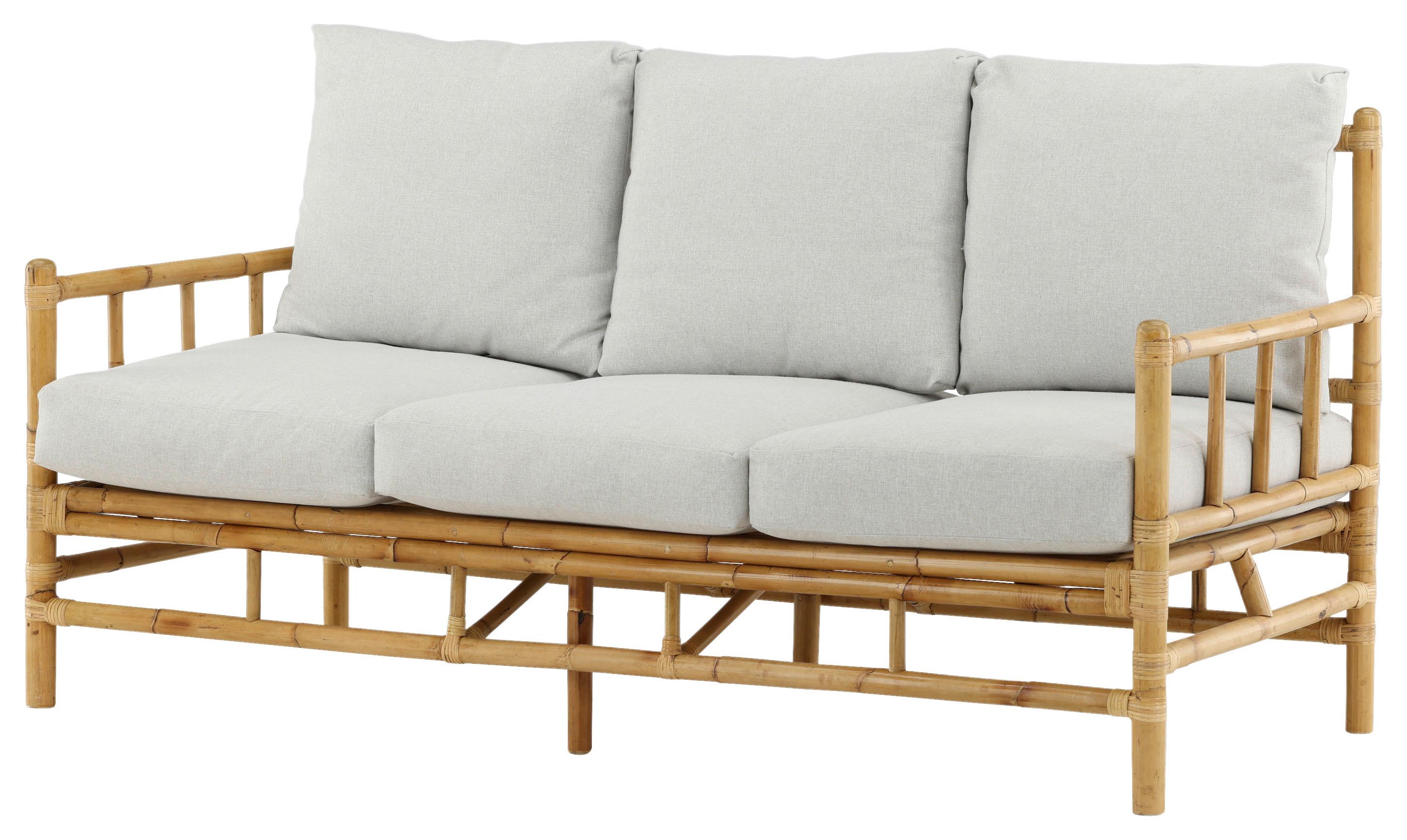 Loungesofa Cane - Hellbraun/Creme, KONVENTIONELL, Holz/Textil (180/88/77cm) - Gardenson