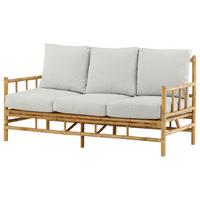 Loungesofa Cane - Hellbraun/Creme, KONVENTIONELL, Holz/Textil (180/88/77cm) - Gardenson