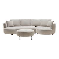 Sedací souprava NILAS, béžová barva - černá/šedobéžová, Moderní, kov/dřevo (335/65/154cm) - Bessagi Home