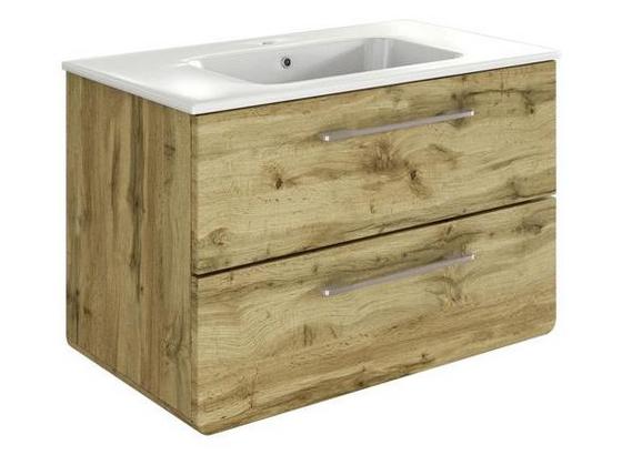 Waschtischunterschrank Faro B: 80 cm Eiche Dekor - Eichefarben/Weiß, Basics, Keramik/Holzwerkstoff (80/54/48cm) - Livetastic Waschtischunterschrank Faro B: 80 cm Eiche Dekor - Eichefarben/Weiß, Basics, Keramik/Holzwerkstoff (80/54/48cm) - Livetastic