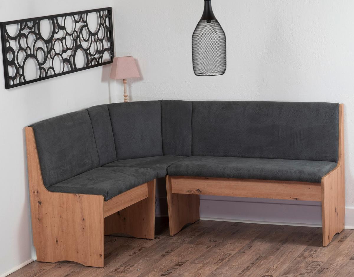 Eckbank Duisburg Titanic Grau, Eiche B: 165 Cm - Eiche Artisan/Grau, KONVENTIONELL, Holzwerkstoff/Textil (165/89/125cm) - MID.YOU