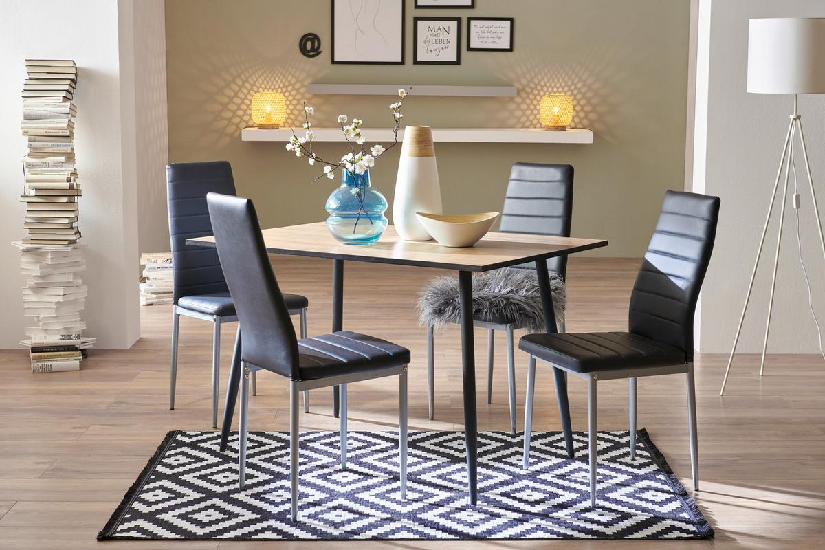 Esstisch Tom 120x76x80 Cm Naturfarben/schwarz - Schwarz/Naturfarben, KONVENTIONELL, Holzwerkstoff/Metall (120/76/80cm)