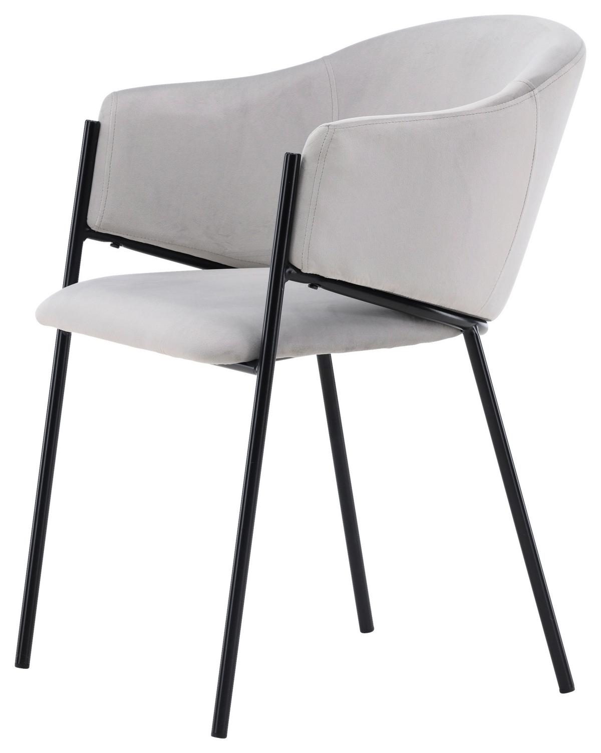 Stuhl-Set Evelina - Hellgrau/Schwarz, Design, Textil/Metall (54/80/62cm) - Livetastic