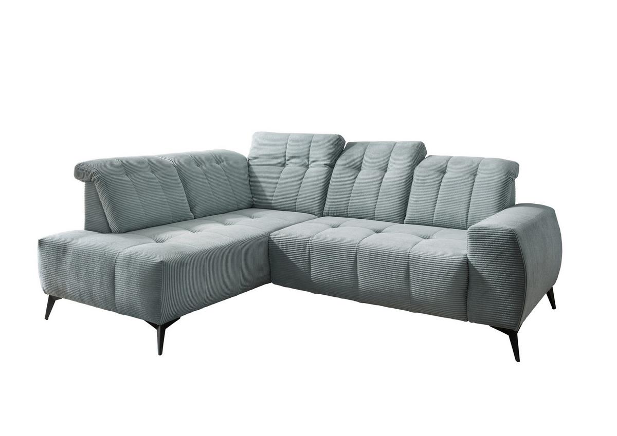 Ecksofa Mit Usb Anschluss Sano, Hellblau, S: 200x261 Cm - Schwarz/Hellblau, MODERN, Textil (200/261cm) - Livetastic