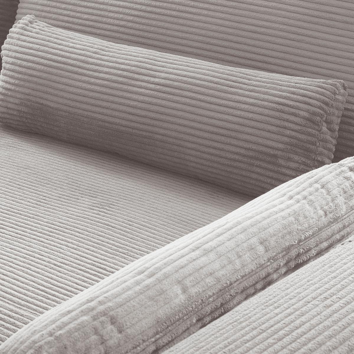 Ecksofa Berlin Hellgrau Cord 313x172 cm - Hellgrau/Schwarz, Design, Textil (313/172cm) - P & B