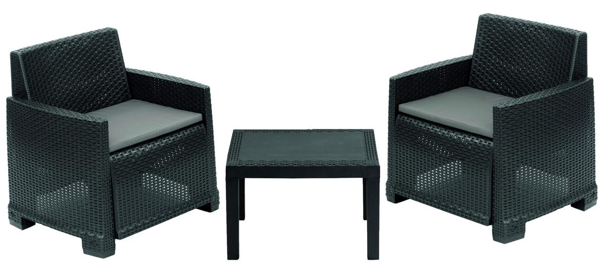 Gartenset Orta Lounge Set 5-teilig - Anthrazit/Grau, Basics, Kunststoff