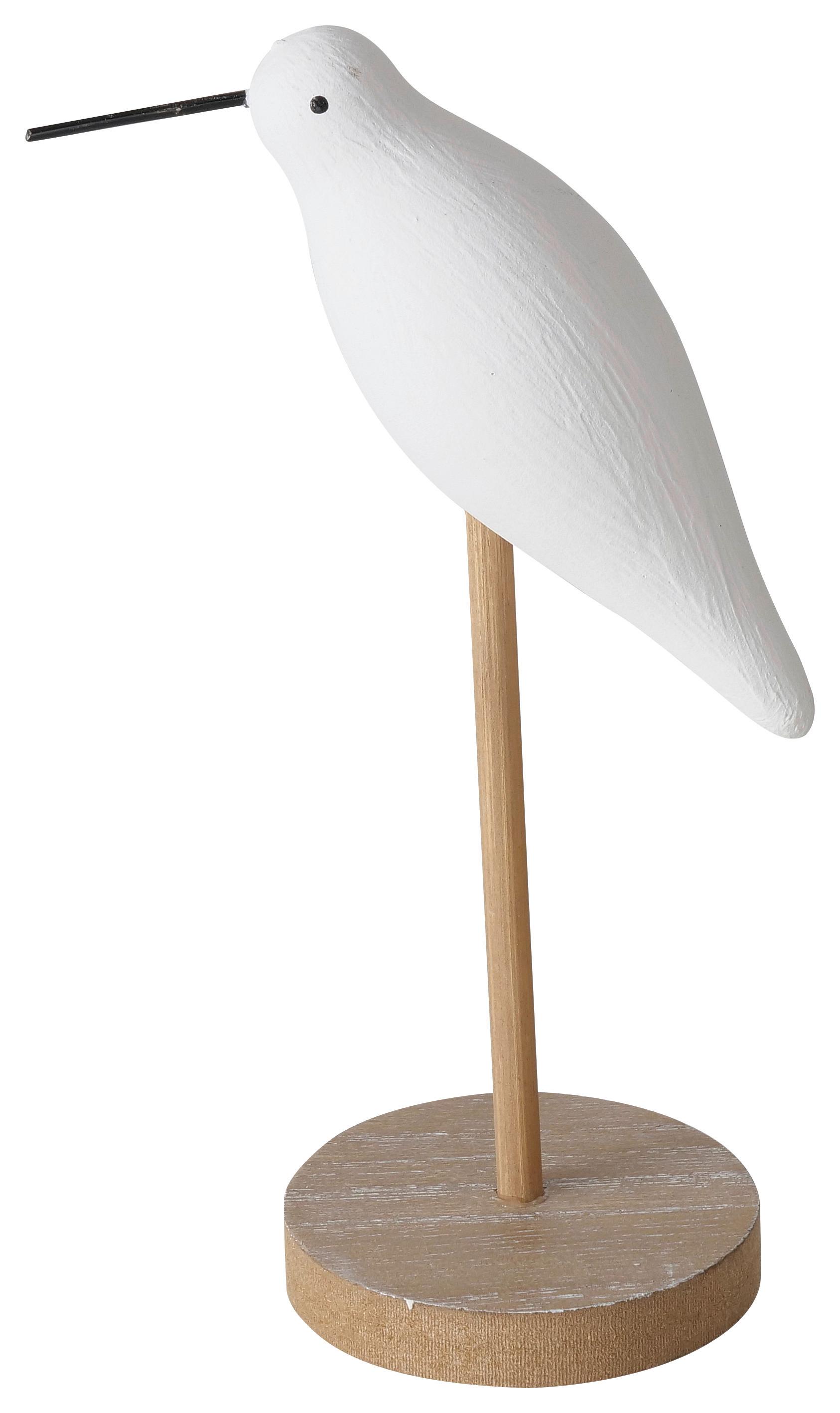 Dekovogel H: ca. 14cm, Sigga - Weiß/Naturfarben, MODERN, Holz (9/5/14cm)