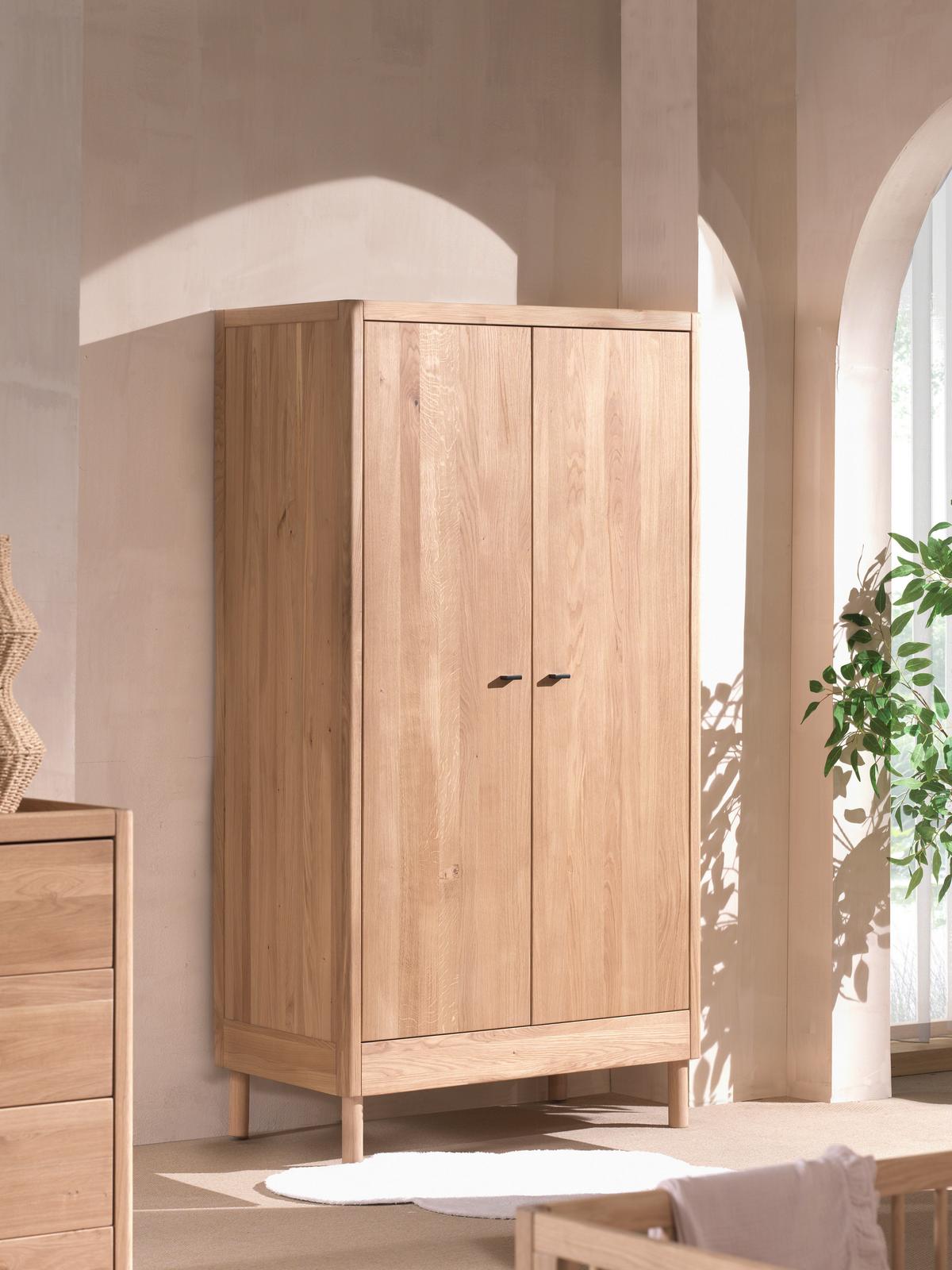 Drehtürenschrank Forrest Naturfarben B: 100cm - Naturfarben/Nickelfarben, MODERN, Holz (100/190/55cm) - Vipack