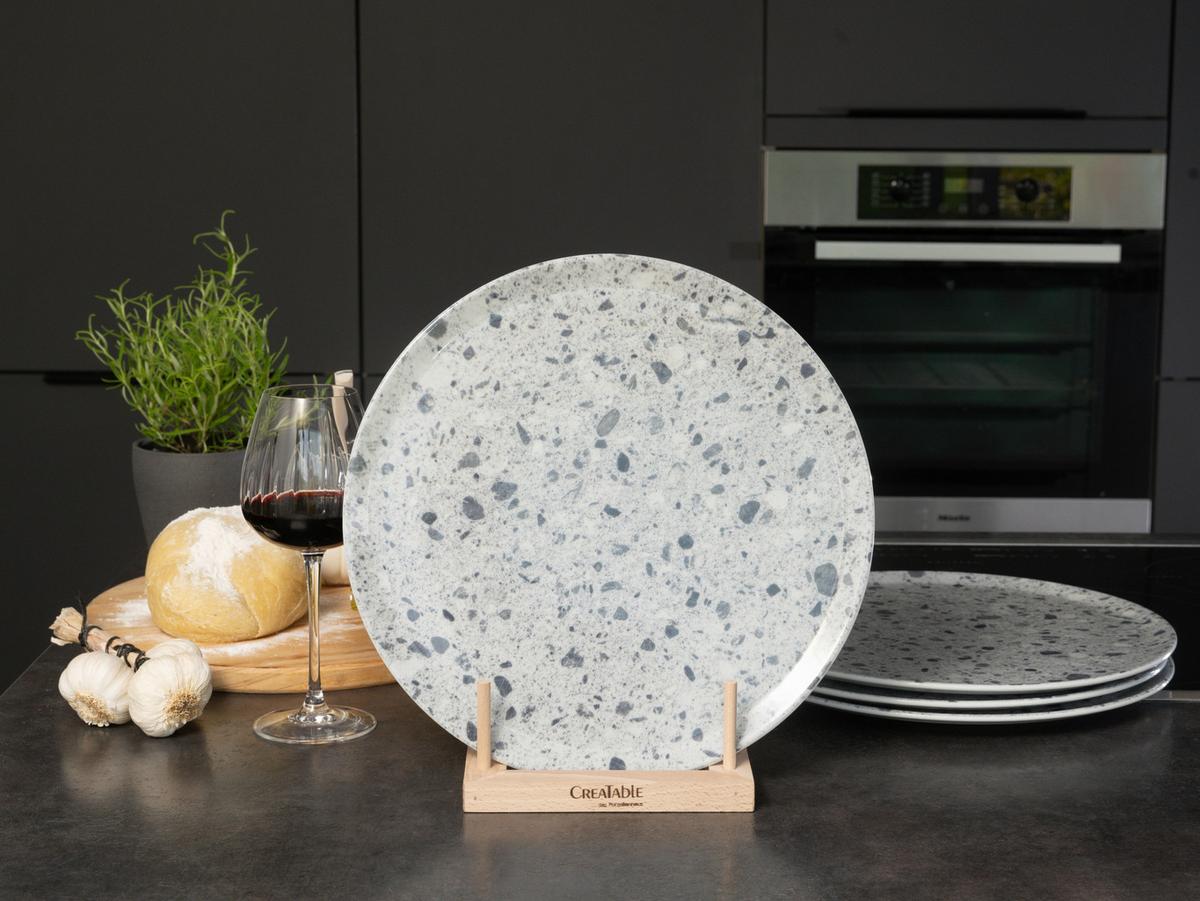 Pizzateller Stone Collection Porzellan, Grau, 4 Stück - Grau, Basics, Keramik - Creatable