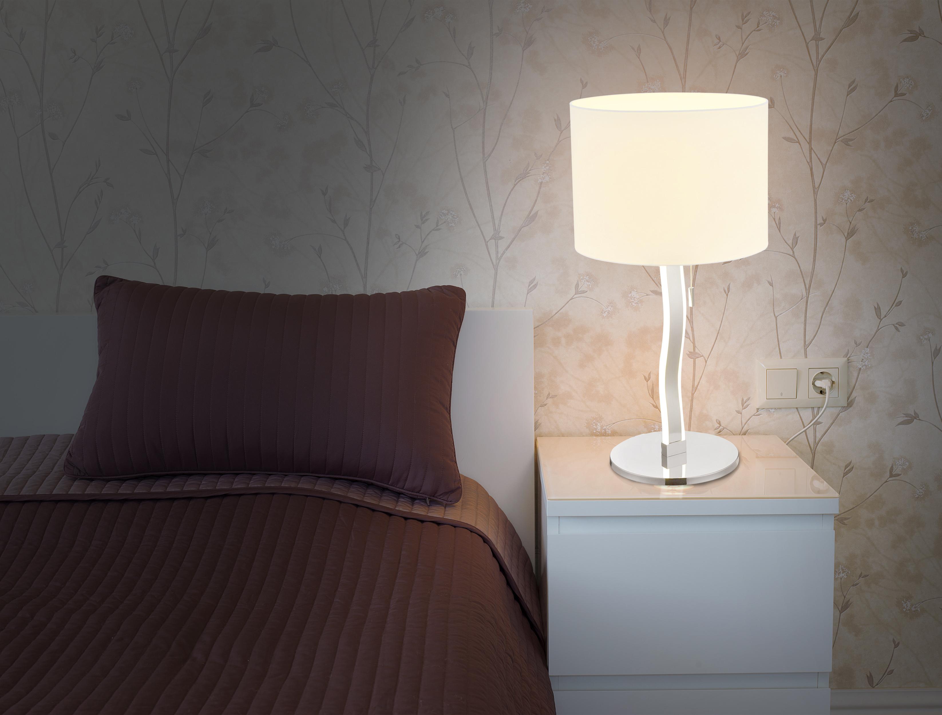 LED-Tischlampe Aurelia Weiß/Chromfarben - Chromfarben/Weiß, Basics, Kunststoff/Metall (35/68cm) - Näve