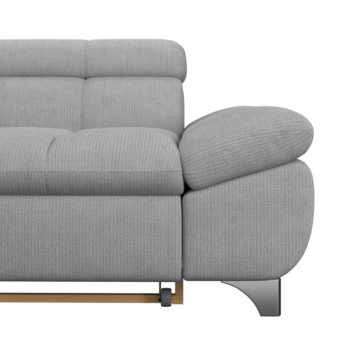 Ecksofa Mit Schlaffunktion Gemini Grau 234x312 Cm - Chromfarben/Hellgrau, KONVENTIONELL, Textil (234/312cm)