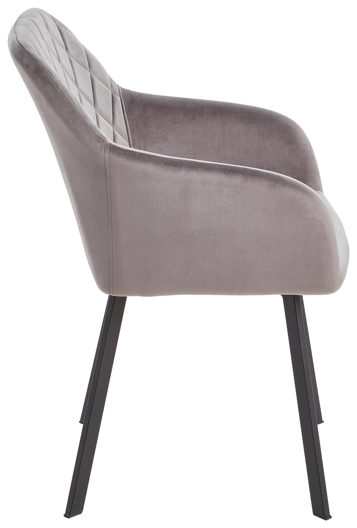 Armlehnstuhl Lucy Grau Mit Samtbezug - Schwarz/Grau, MODERN, Holz/Textil (54/87/64cm) - Livetastic