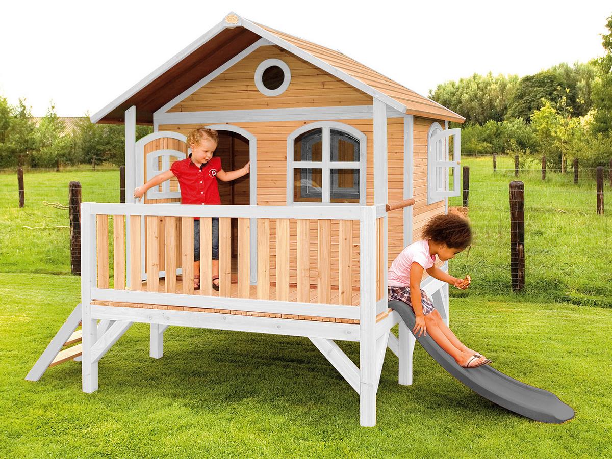 Spielhaus A030.040.81 - Rot/Braun, KONVENTIONELL, Holz/Kunststoff (349/233/212cm) - Ambia Garden