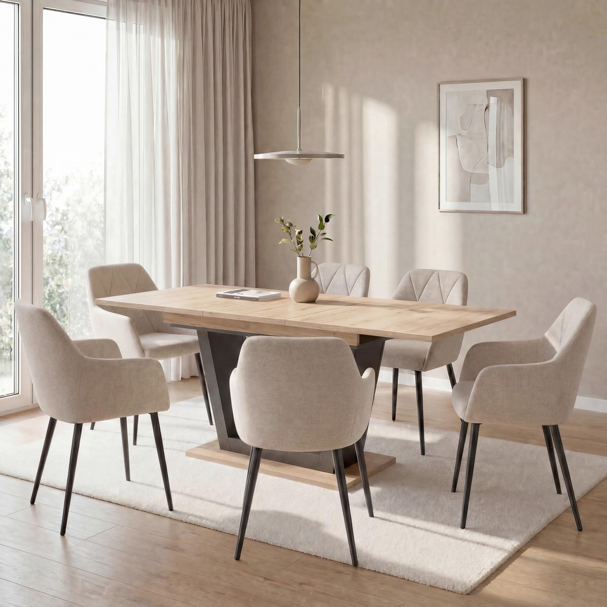 Esstisch ausziehbar Carlos 160-200x90 cm Schwarz - Schwarz/Eiche Artisan, KONVENTIONELL, Holzwerkstoff (160-200/90/77,3cm)