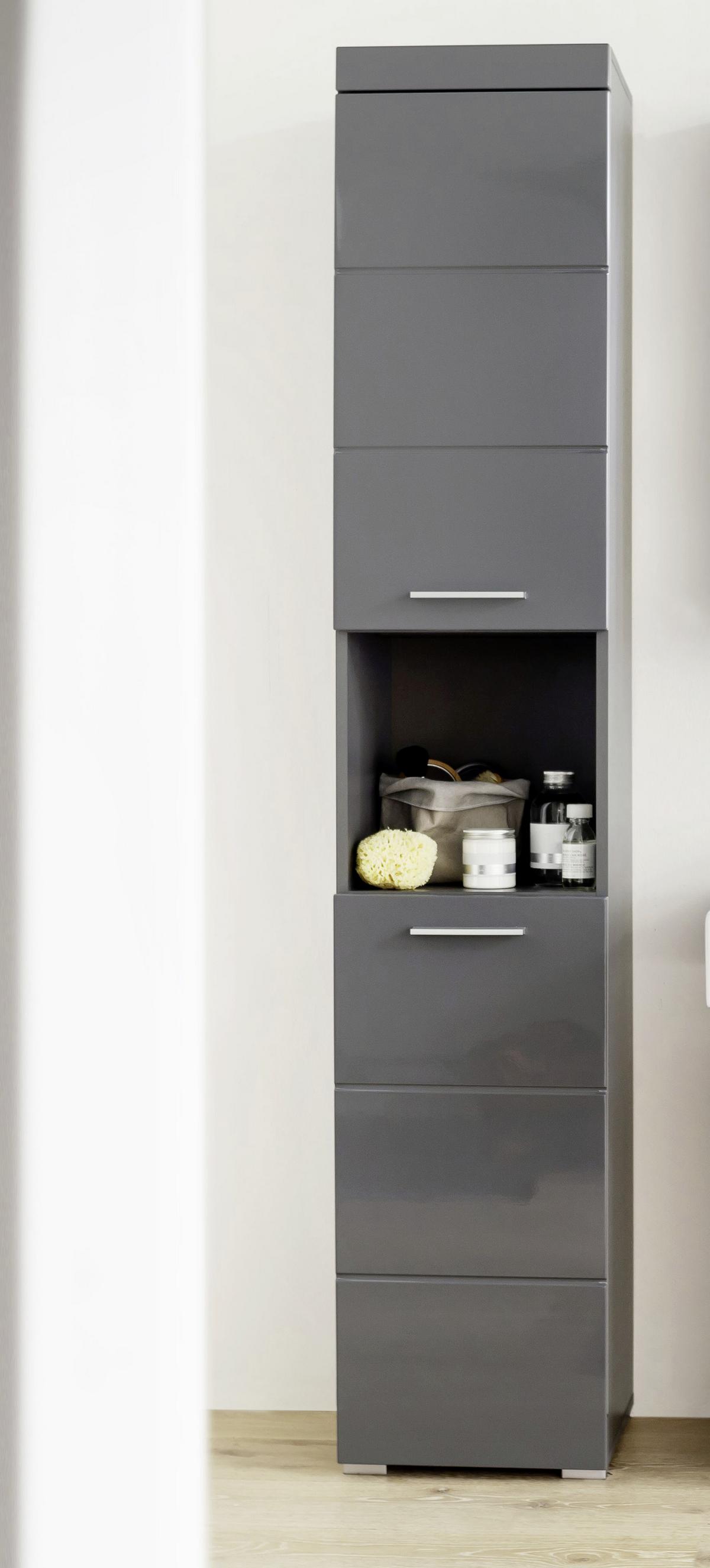 Hochschrank Amanda B: 37 Cm Grau - Silberfarben/Grau, MODERN, Holzwerkstoff (37/190/31cm) - MID.YOU