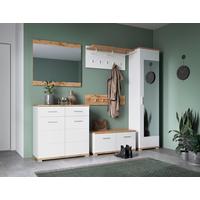 Garderobe Hola Weiß/Eiche Wotan B: 230 cm - Eiche Wotan/Weiß, Trend, Glas/Holzwerkstoff (230/198,5/33,5cm)