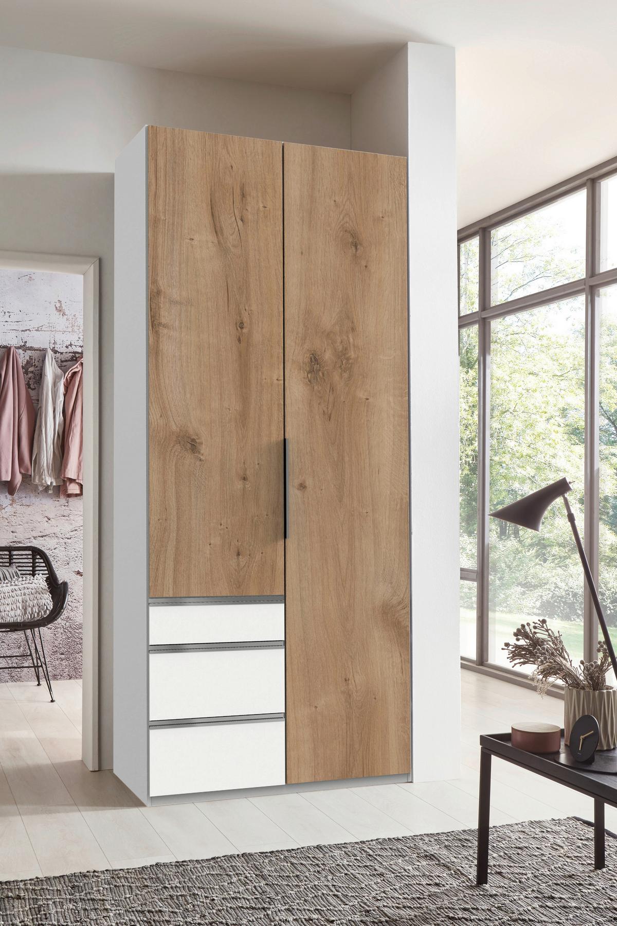 Drehtürenschrank Level 36 A Plankeneiche/weiß, B: 100cm - Plankeneiche/Weiß, MODERN, Holzwerkstoff (100/236/58cm) - MID.YOU