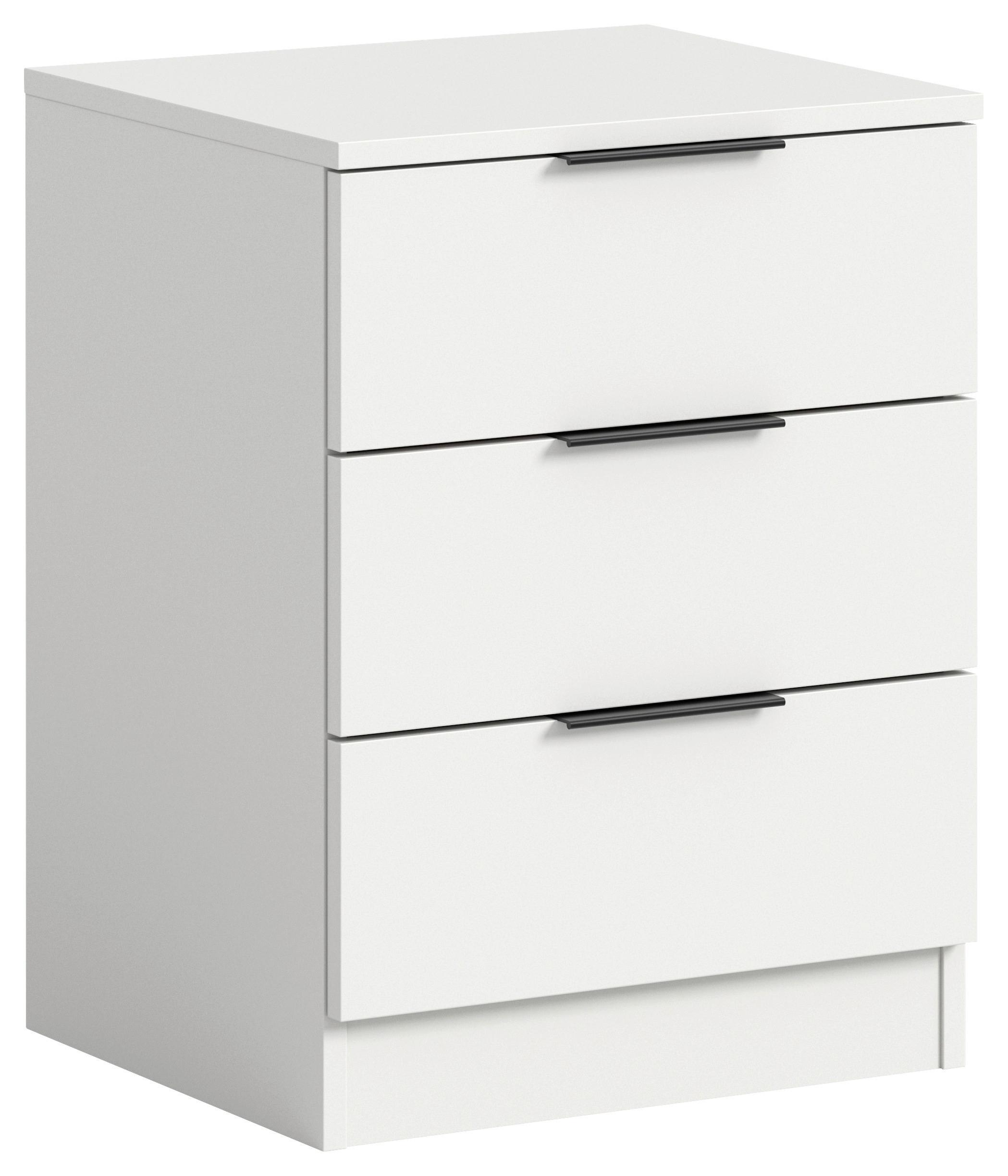 Nachtkästchen Kopenhagen, Weiß B: 45 cm - Schwarz/Weiß, MODERN, Holzwerkstoff (45/60/40cm) - MID.YOU