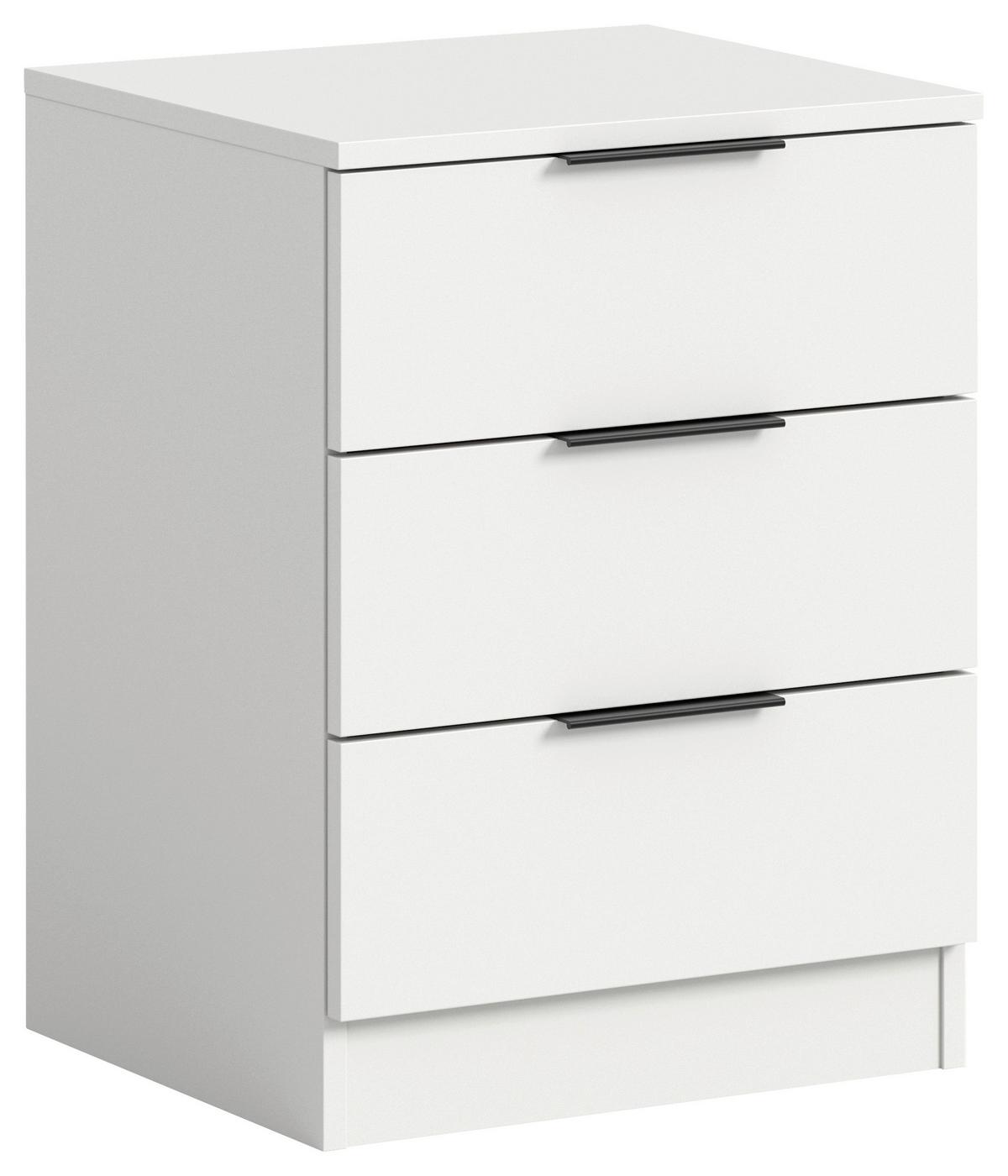 Nachtkästchen Kopenhagen, Weiß B: 45 cm - Schwarz/Weiß, MODERN, Holzwerkstoff (45/60/40cm) - MID.YOU