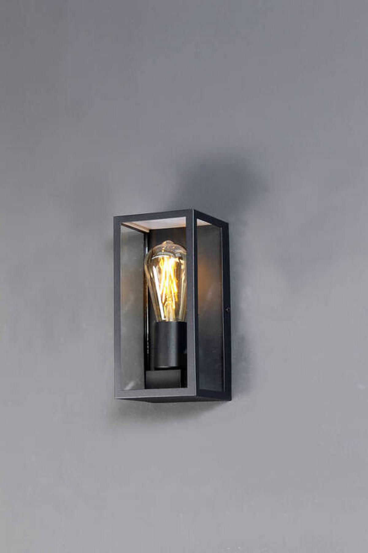 Außenwandleuchten Karo 60w Flachglas, Aluminium - Klar/Schwarz, Basics, Glas/Metall (11/23,6/11cm)