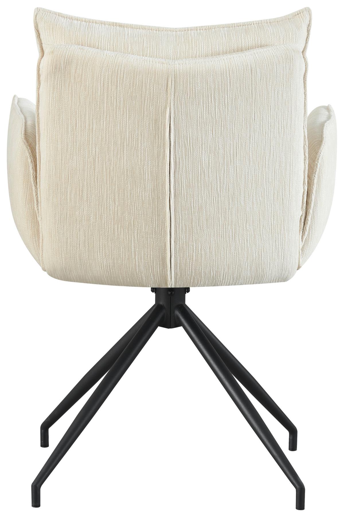 Armlehnstuhl Milena Webstoff Beige, B: 58,5cm - Beige/Schwarz, KONVENTIONELL, Textil/Metall (58,5/86/66cm) - MID.YOU