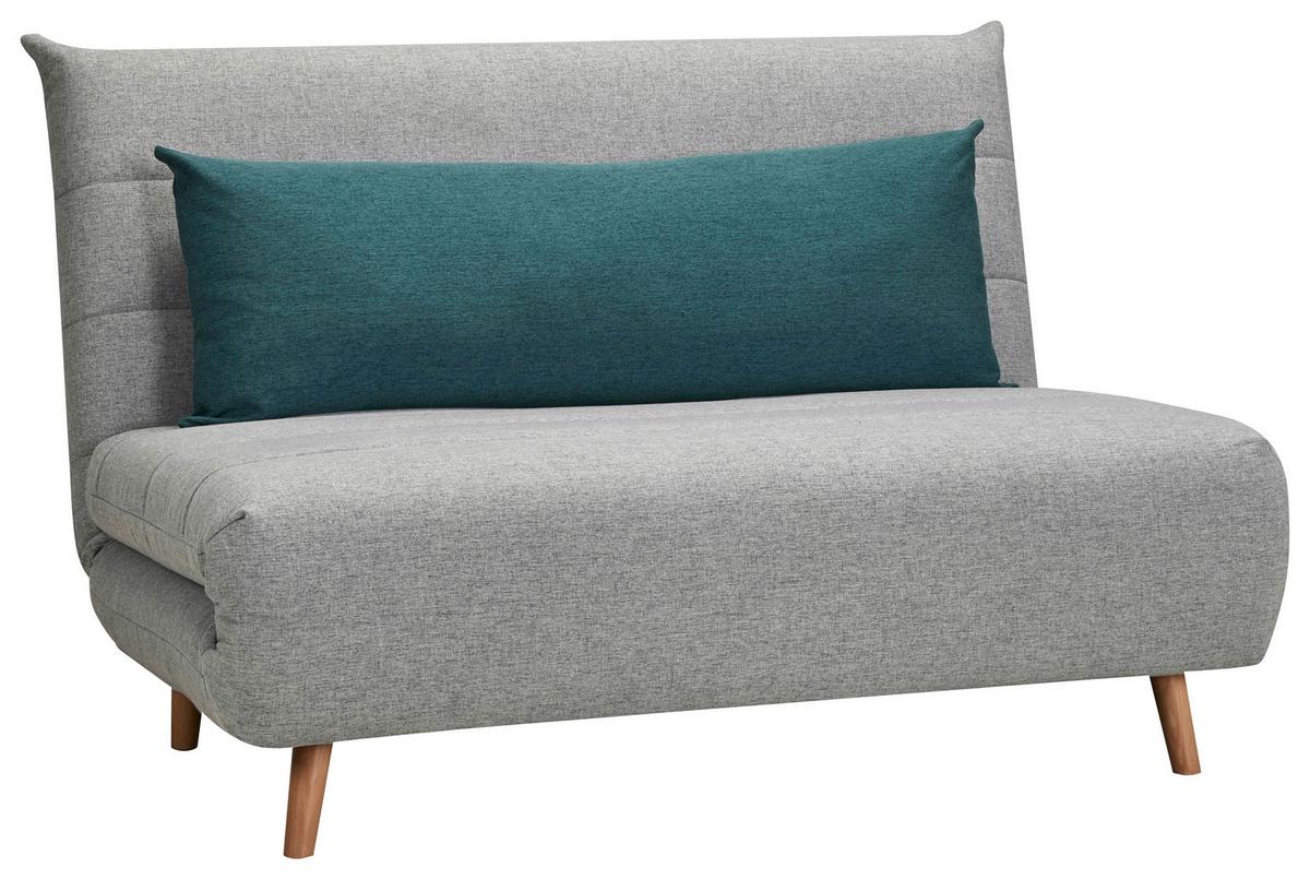 Rozkládací pohovka s polštářem SIMON šedá - šedá/modrá, Moderní, dřevo/textil (125/84/91cm) - Ondega