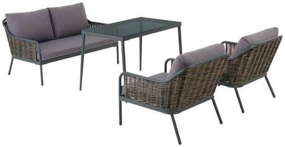 Loungegarnitur Avignon Aus Metall/Kunststoff/Glas/Textil - Sandfarben/Dunkelgrau, MODERN, Karton/Glas - Beldano