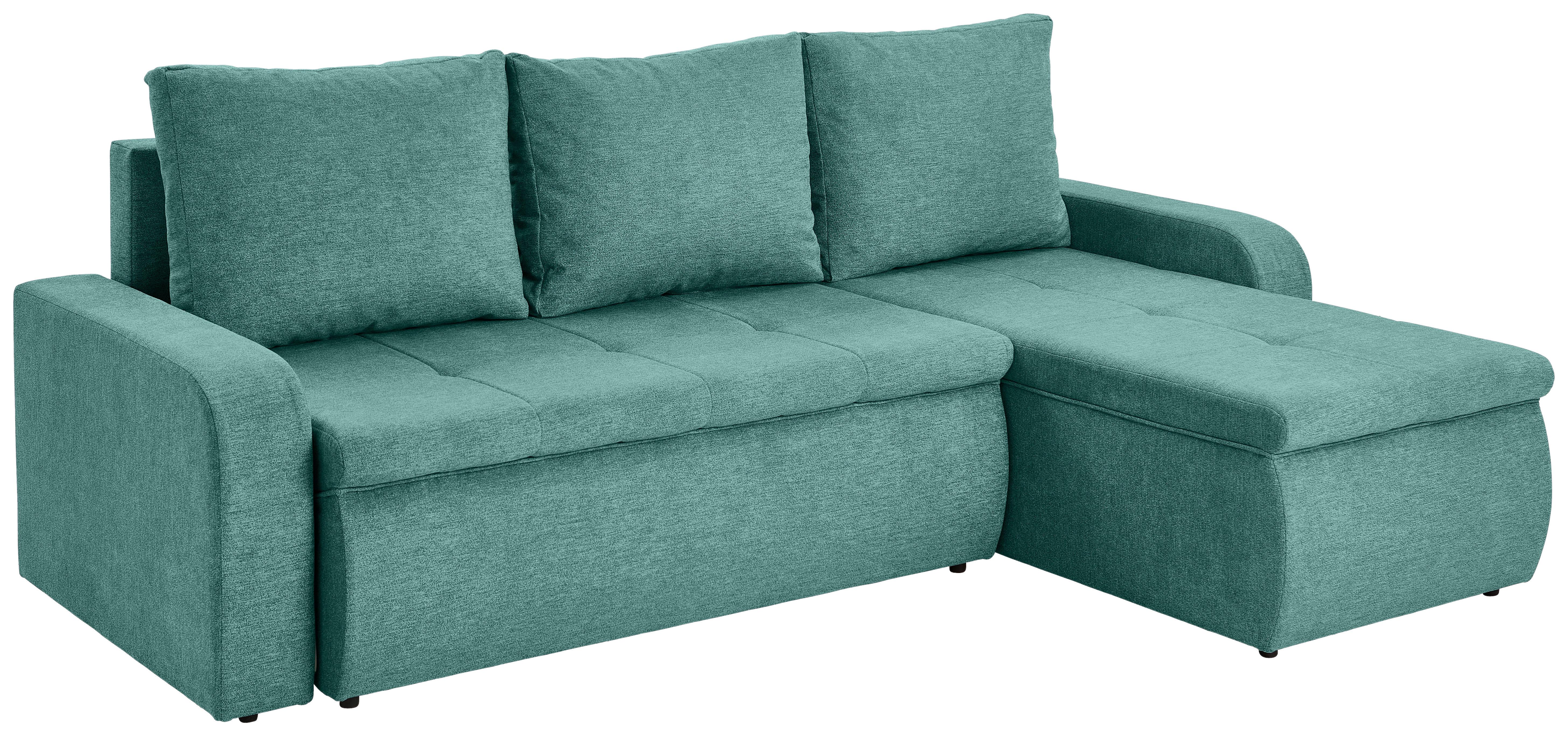 Ecksofa Larisa Mintgrün S: 235x158 cm - Schwarz/Mintgrün, KONVENTIONELL, Textil (235/158cm) - P & B