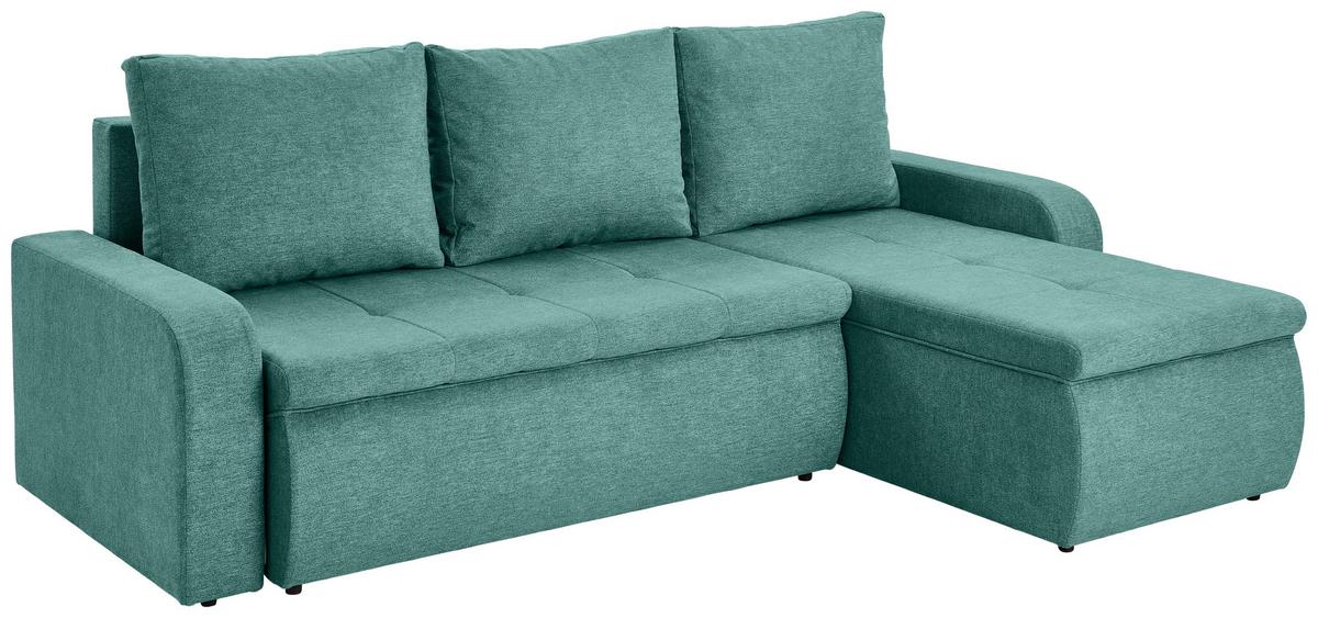 Ecksofa Larisa Mintgrün S: 235x158 cm - Schwarz/Mintgrün, KONVENTIONELL, Textil (235/158cm) - P & B