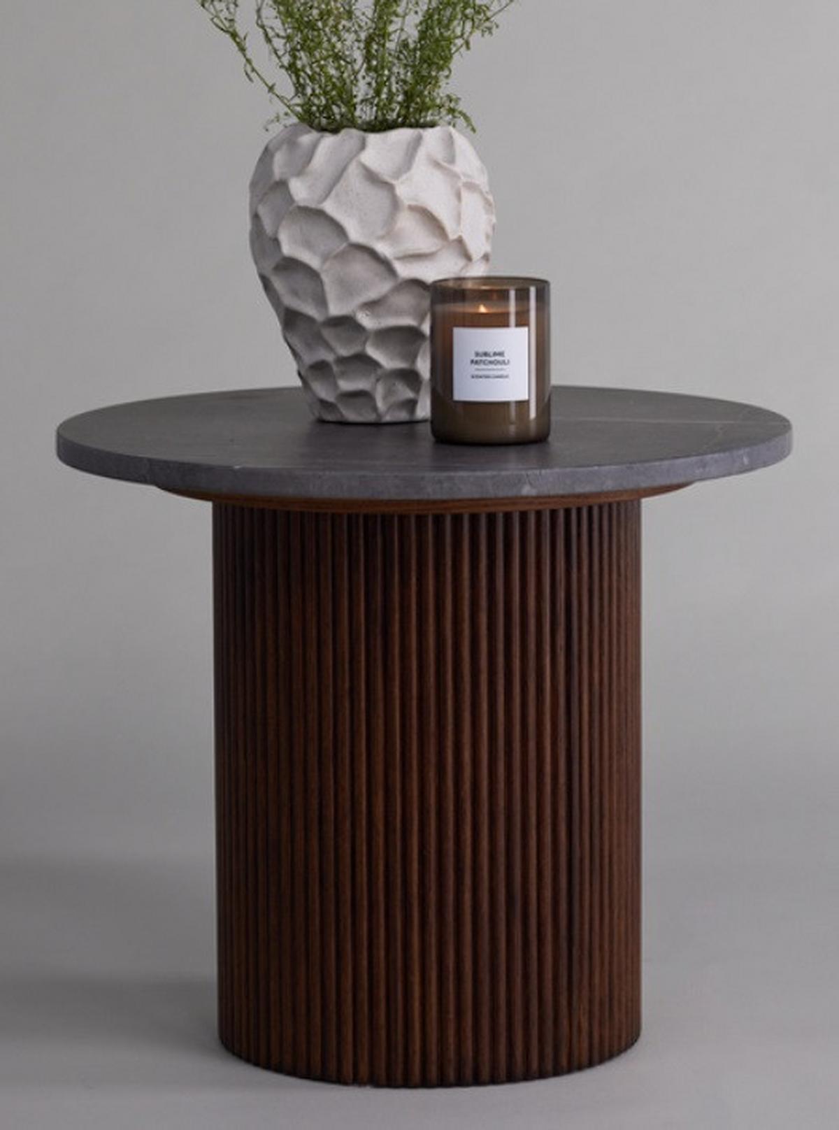 Beistelltisch Härön - Dunkelgrau/Dunkelbraun, Design, Holz/Holzwerkstoff (52/52/44cm) - Livetastic