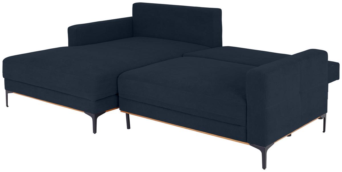 Ecksofa Bergamo - Royalblau/Schwarz, MODERN, Textil (162/238cm) - Ondega
