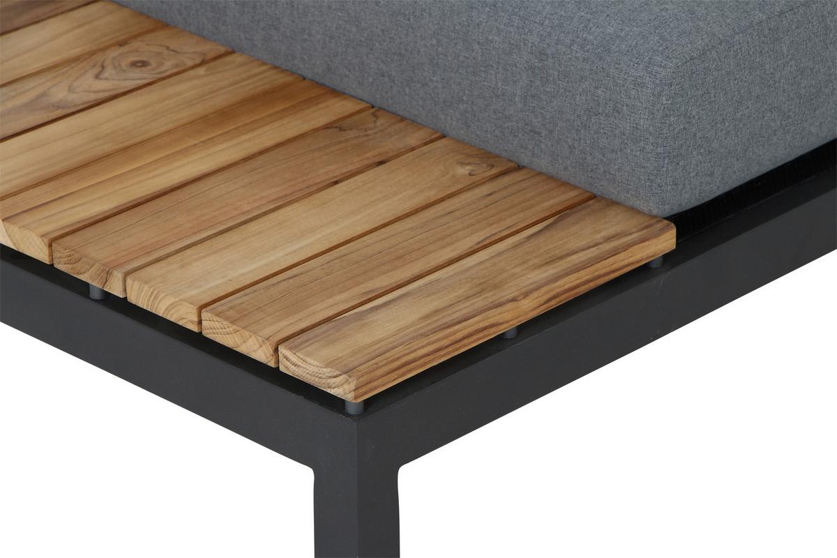 Loungegarnitur 4-Tlg Teakholz/Metall mit Kissen - Anthrazit/Grau, KONVENTIONELL, Holz/Textil (252/84/252cm) - Siena Garden