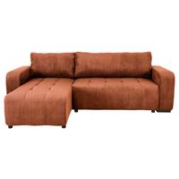 Ecksofa mit Bettfunktion Marseille, terracotta - Terracotta/Schwarz, Trend, Holz/Holzwerkstoff (240/155cm)
