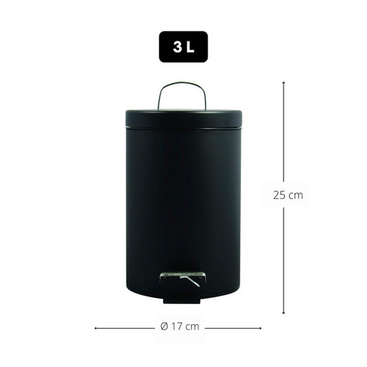 Kosmetikeimer Unis 3l Schwarz Metall DxH 17x25 - Schwarz, Basics, Kunststoff/Metall (17/25cm) - Spirella