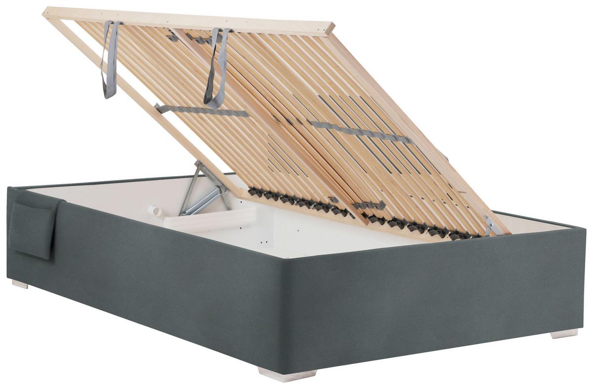 Posteľ Remi s bočnicami 120x200, poťah grafitový - prírodná farba/grafitová, Konventionell, drevo/textil (120/200cm)