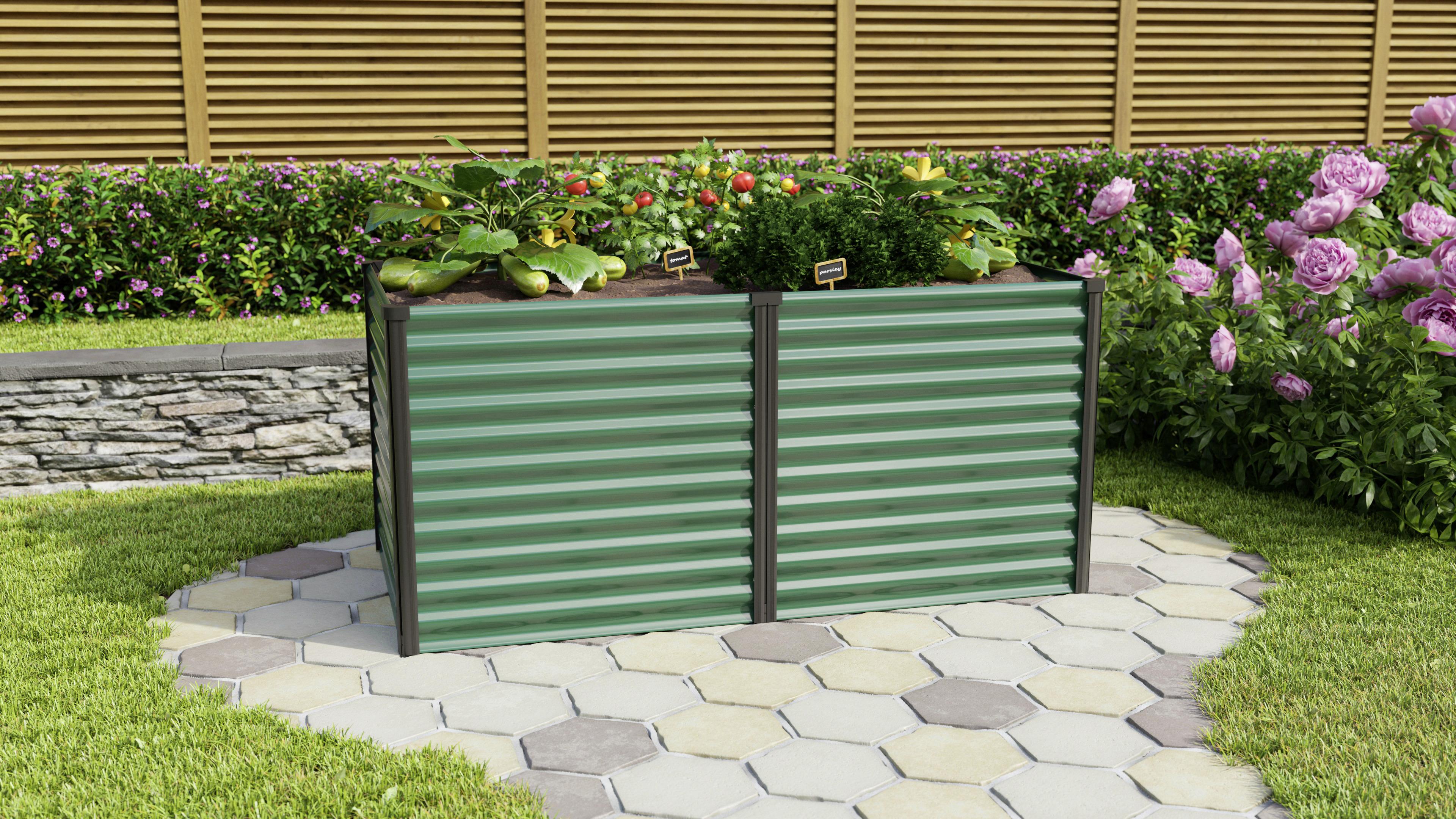Hochbeet Stahl Linus 96,2x85,5x187,7 Cm - Dunkelgrün/Schwarz, Basics, Metall (96,2/85,8/187,7cm)