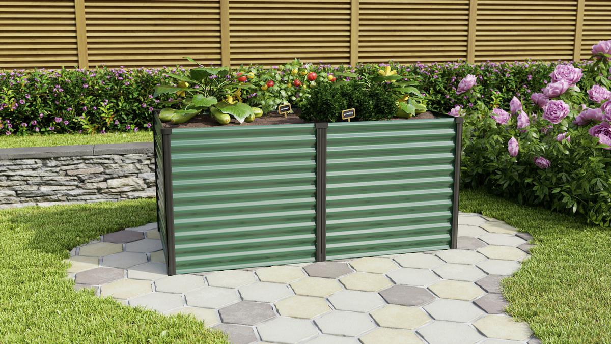 Hochbeet Stahl Linus 96,2x85,5x187,7 Cm - Dunkelgrün/Schwarz, Basics, Metall (96,2/85,8/187,7cm)