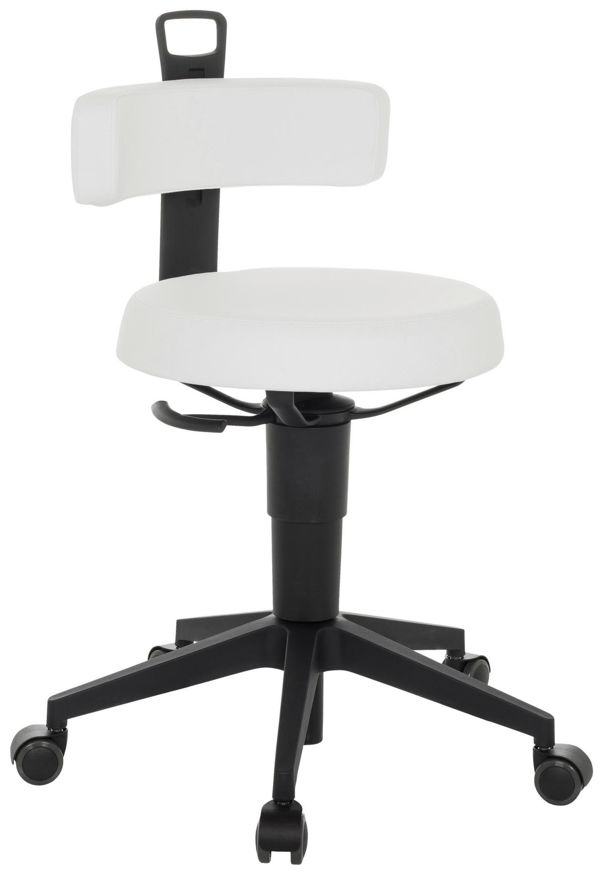 Bürohocker Top Work Flex Pu - Schwarz/Weiß, Basics, Leder/Kunststoff (40/74-86/46cm) - MID.YOU