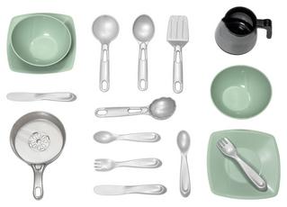 Kinderküche mit 15-teiligem Kochgeschirr-Set Kinderküche mit 15-teiligem Kochgeschirr-Set