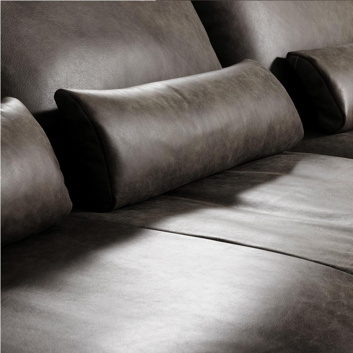 Ecksofa Berlin Fango S: 313 cm - Fango/Schwarz, Design, Leder (313/172cm) - Livetastic