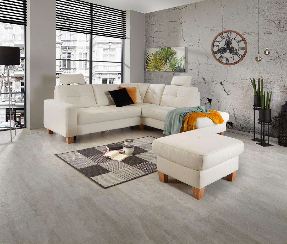 Ecksofa Varese mit Bettkasten Naturfarben 239x164 cm - Beige/Schwarz, KONVENTIONELL, Textil (239/164cm) - James Wood