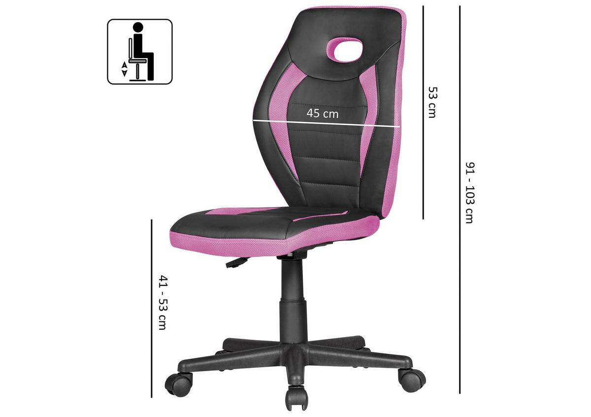 Otočná židle pro dítě Luan černá/růžová - pink/černá, Moderní, textil/plast (63/91/63cm) - MID.YOU