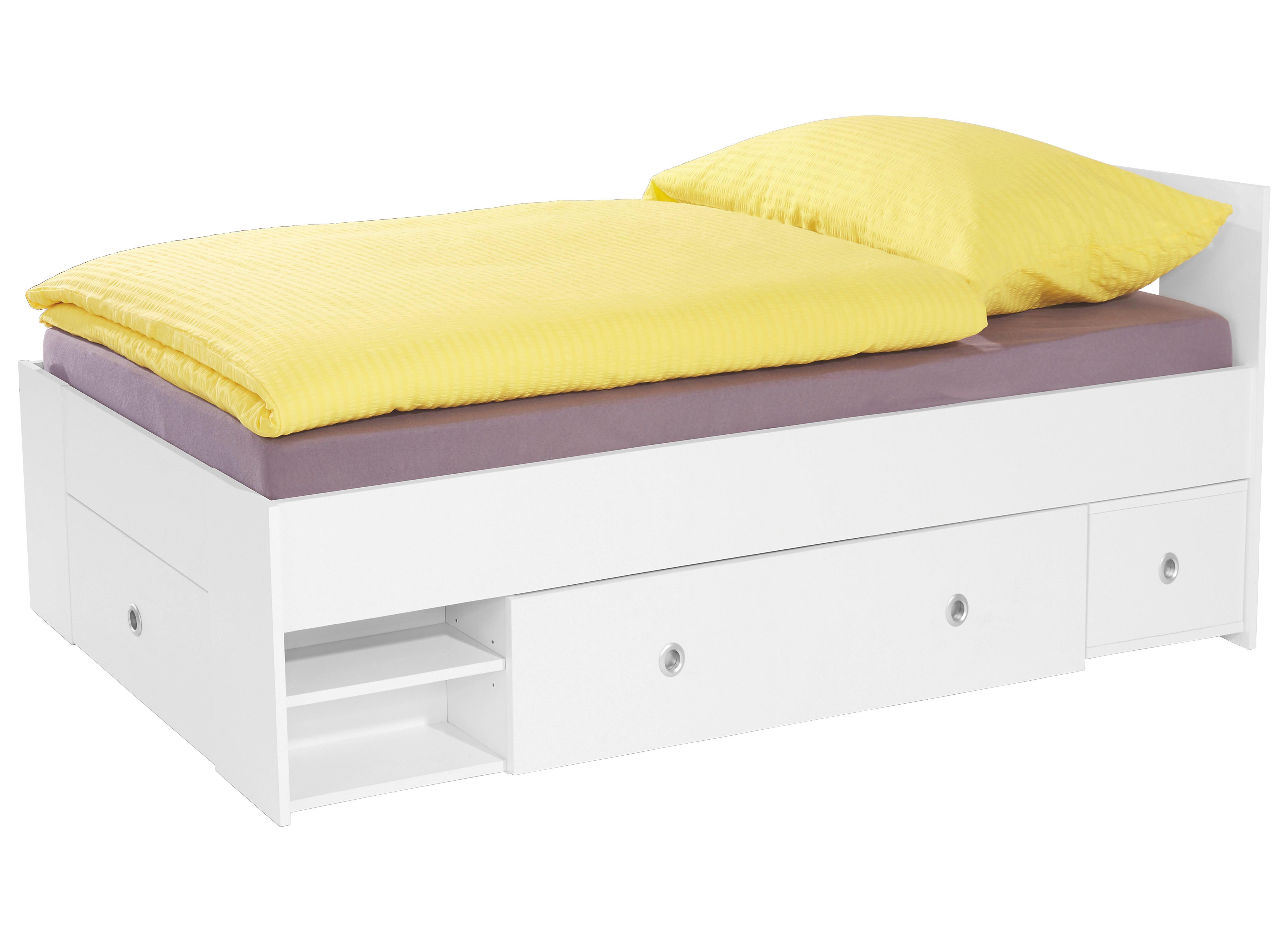 Bett mit viel Stauraum