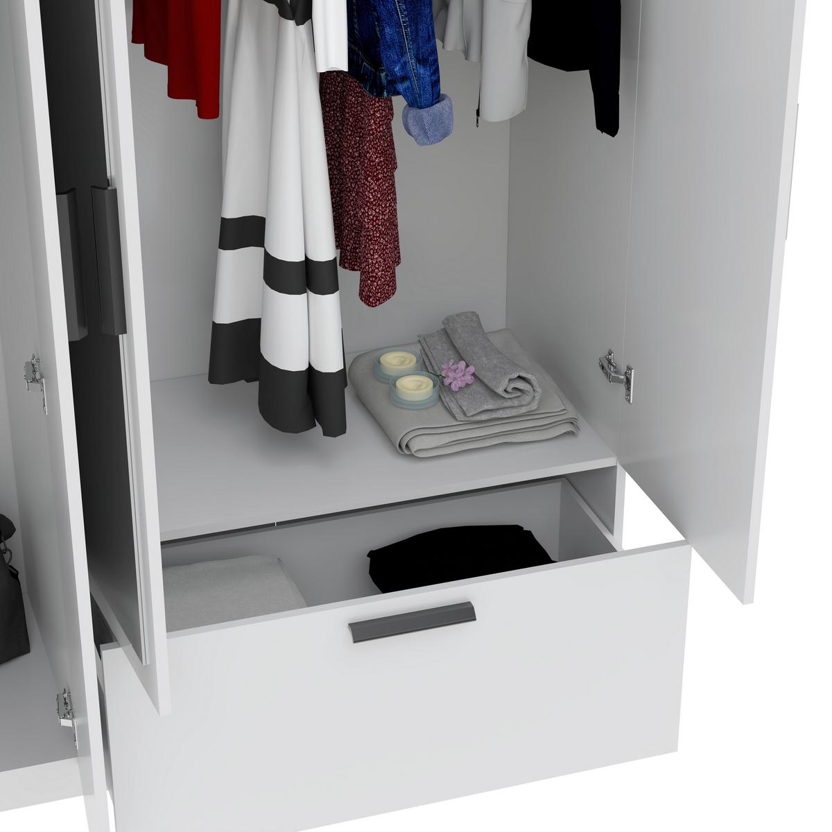 Šatníková skriňa Milos MILOS 4T1S - čierna/biela, Modern, kompozitné drevo/plast (180/210/52cm)