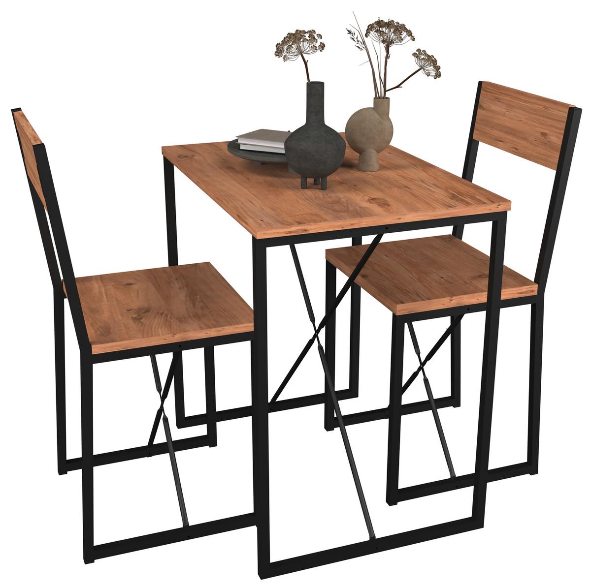 Esstisch Insasi Schwarz, Eiche Dekor L:72,8cm - Honigeiche/Schwarz, Design, Holzwerkstoff/Metall (72,8/52,7/84,7cm) - MID.YOU