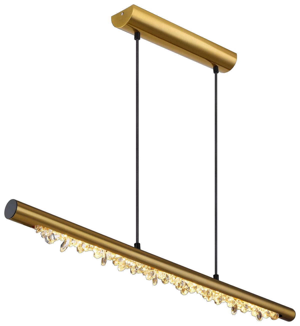 Hängeleuchte Felicitas H: 150 cm 1-Flammig - Klar/Messingfarben, Basics, Kunststoff/Metall (100/8/150cm) - Globo